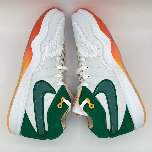 NIKE AIR ZOOM G.T. HUSTLE 2 CUT UNIVERSITY SWOOSH SQUAD WHITE GREEN ORANGE 11.5 - Picture 5 of 7